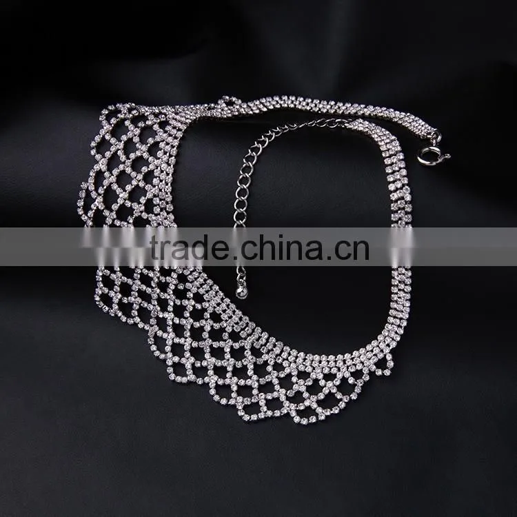 Cheap Wholesale Jewelry Necklace 2016 Latest Design Fashion Multiple Layered Luxury Crystal Necklace
