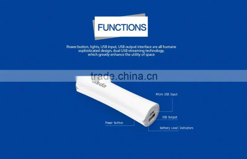 2015 Hot selling Patent Design Lipstick Pocket Friend Li-ion battery external Power bank 2600mAh for Xiaomi Samsung S6