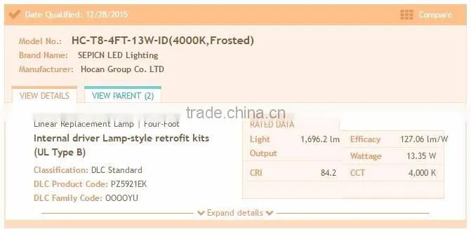 4.tube 130vac 1200mm zhuhai led tube light ul dlc for US market
