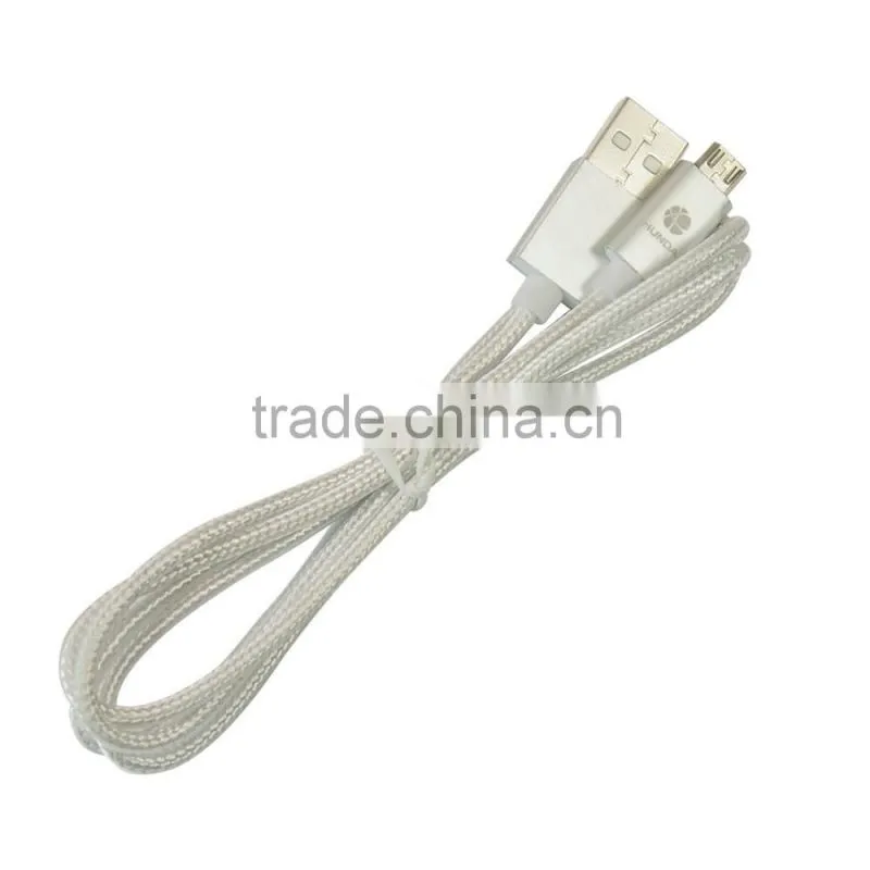 Black White Micro Nylon Braided Durable Data Transfer Charging Micro USB Cable for Android Mobile Phone