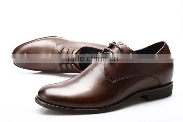 Elegant invislble height leather elevator shoes with delicate grade A soft Ox skin natural breathable fashion 323K01-2