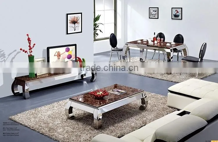 Modern marble top bent metal legs for living room furniture units coffee table/dining table/tv stand