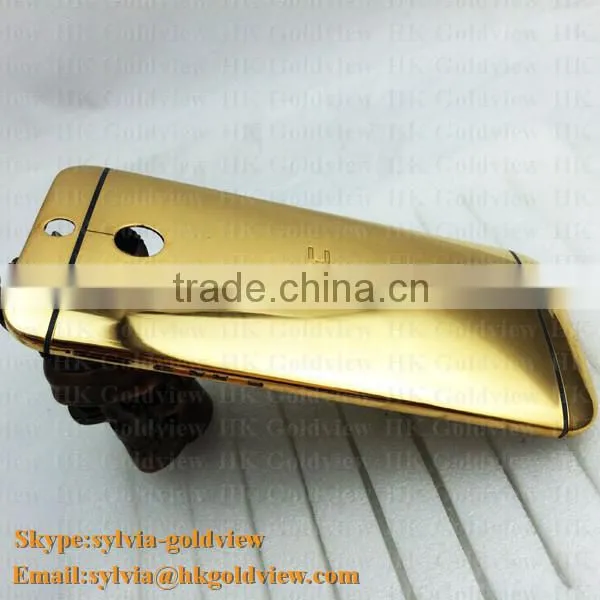High quality for HTC M8 back cover gold in good price, 24k 24ct gold housing for HTC M8