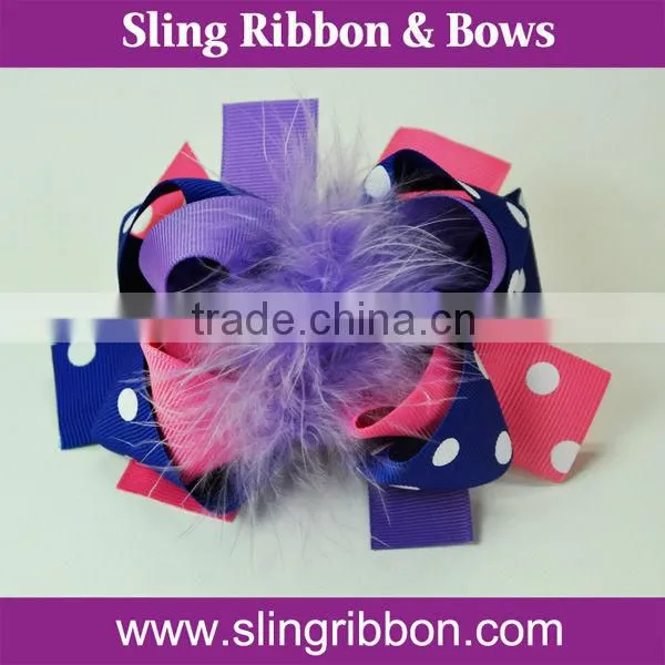 Girl Boutique Costume Large Hair Bow With Feather