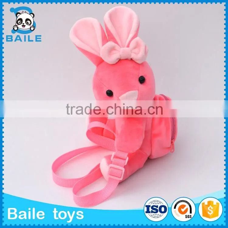 Custom plush pink rabbit kids and baby backpack