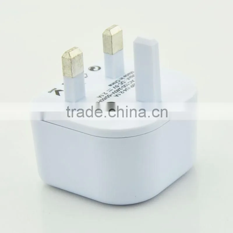 Hot sale new arrival 5V 2.1A Singapore usb charger with UK plug