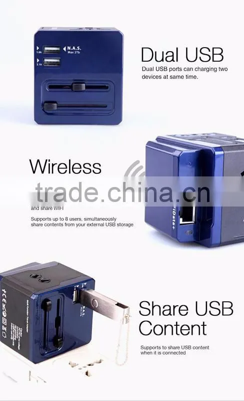 Worldwide Multipurpose Travel Adapter Two USB Port Travel Adapter With WIFI Date