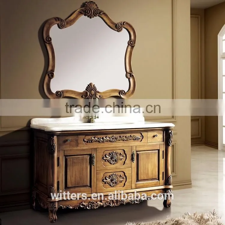 WTS-1011 Traditional Style Antique Mirrored Cabinets Type classic bathroom vanity