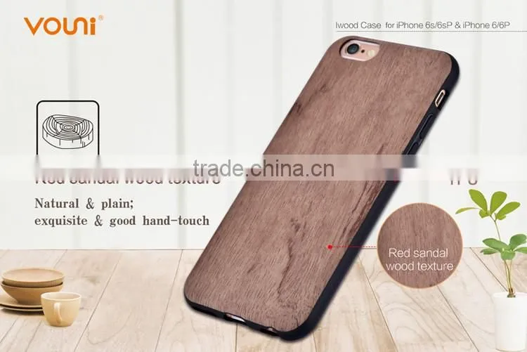 360 Degree Full Protective TPU+Red Sandal Wooden Back Cases Cover For Iphone 6 6S 6 Plus