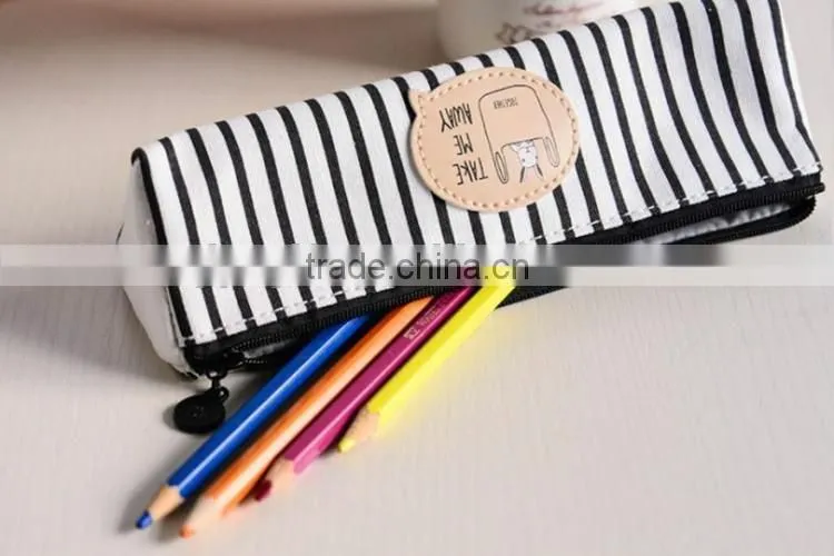 wholesale customizable clear unbranded school white canvas pencil case for teenagers