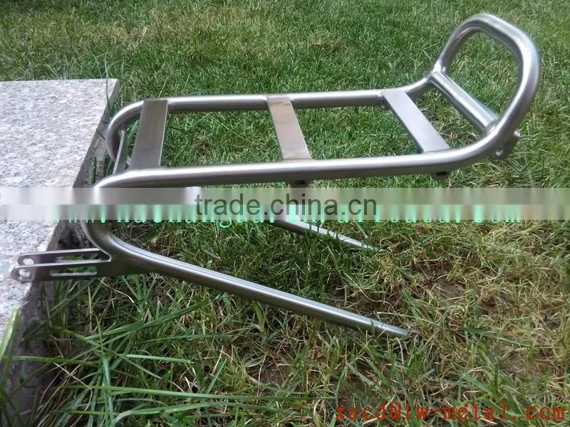 titanium bicycle front rack with handing brush finished