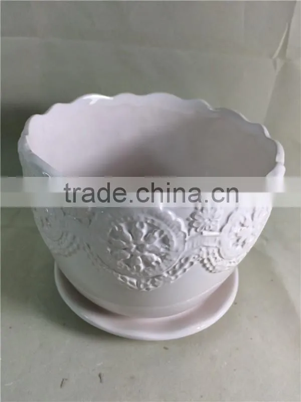 ceramic flower pot with moden water indicator desktop and office pot