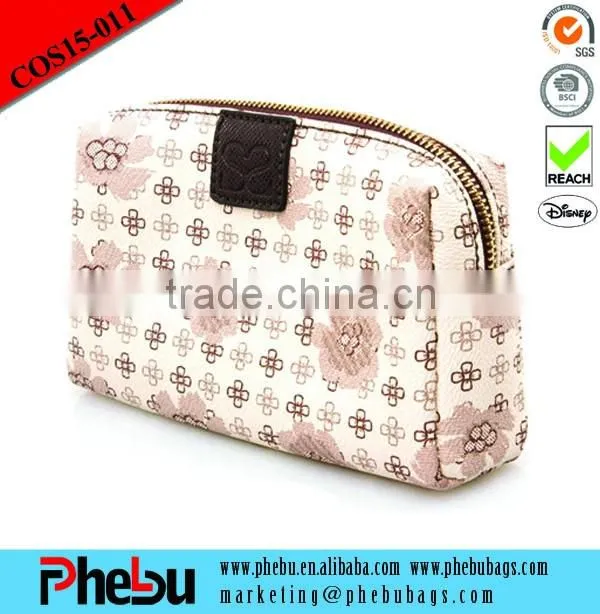 Hot selling gold PU leather make-up bag(COS16-001)