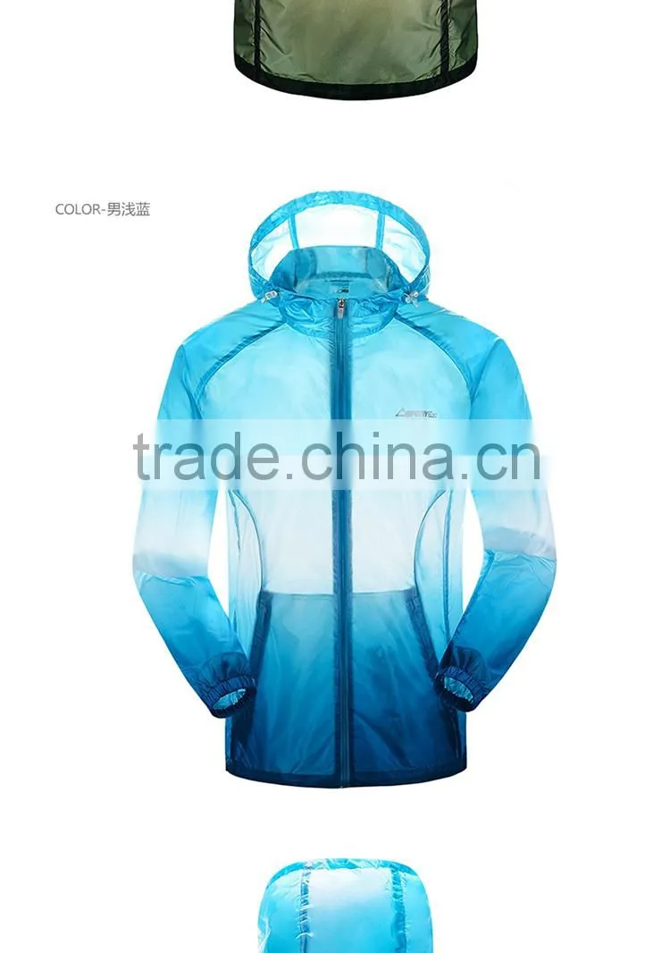 Unisex jacket gradient color packable anti-uv running jacket lightweight jacket