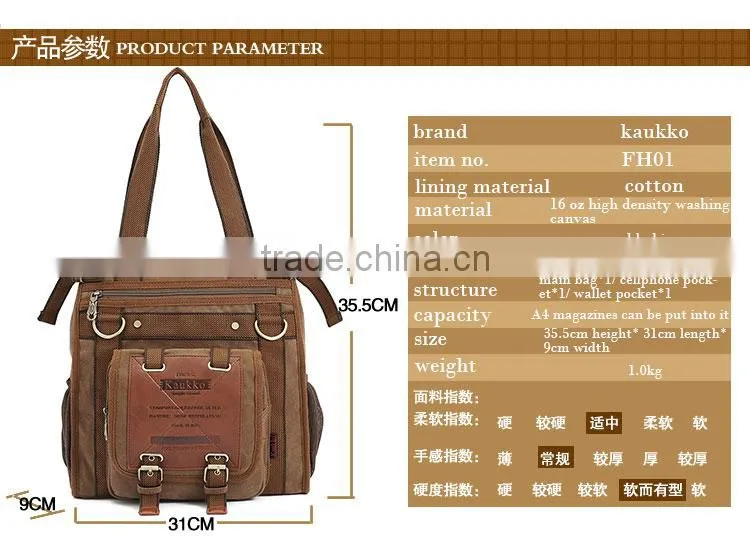 2016 new design canvas travel shoulder bag for men