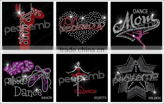 2015 New Design Iron On Rhinestone Dance Appliques