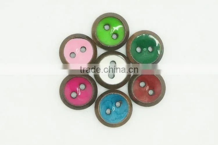 Fancy 2 Holes Colorful Red, Pink, White, Green, Blue High Quality Wood Shirt Button