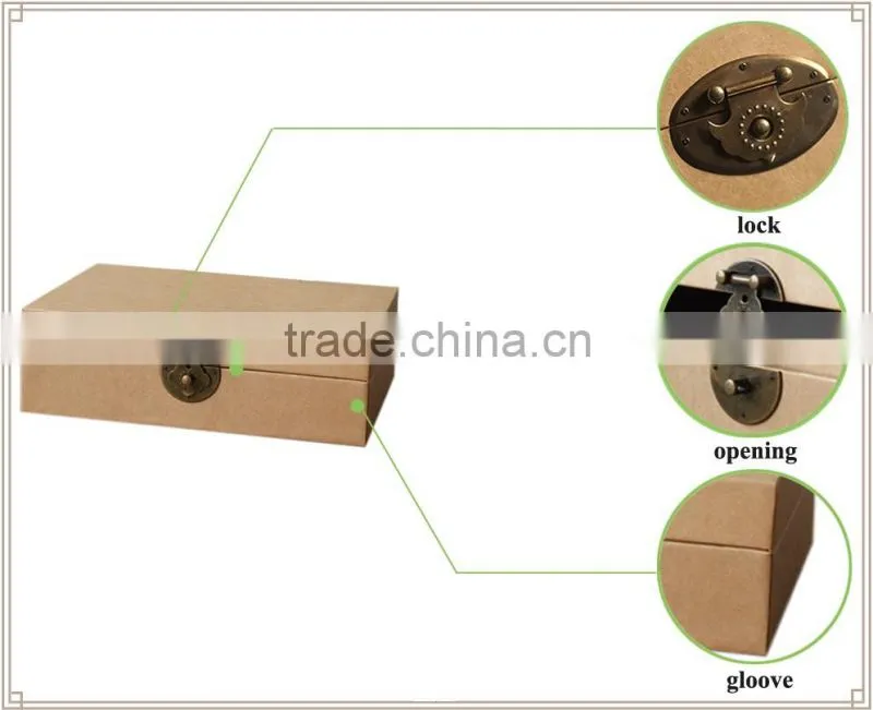 Alibaba China factory custom flip lid kraft cardboard gift box with metal lock
