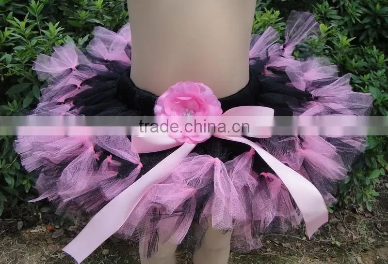 Hot sale baby handmade pettiskirts hand weave pettiskirts tutu dress with flower design