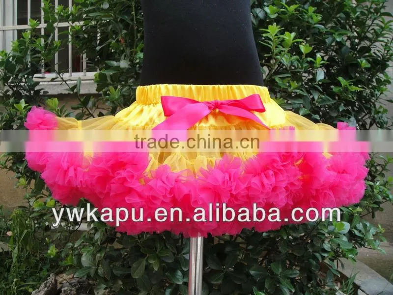 Romantic tutu fluffy tutu skirt with ribbon for kids satin tutus skirt