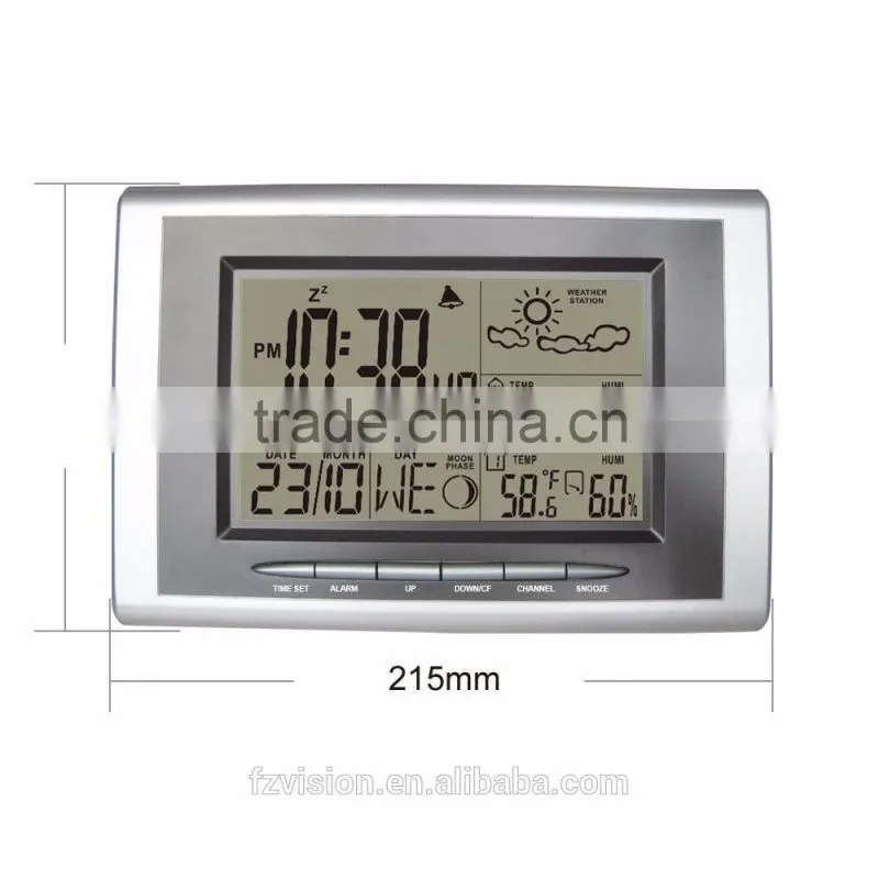 Weather Forecast Clock 433MHz RF Wireless Weather Station 3 Transmitters Indoor Outdoor Temperature Humidity Digital Alarm