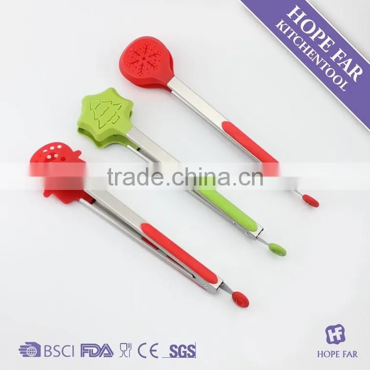 0300079-81-97 Snowman christmas tree snowflake shape nylon food tong