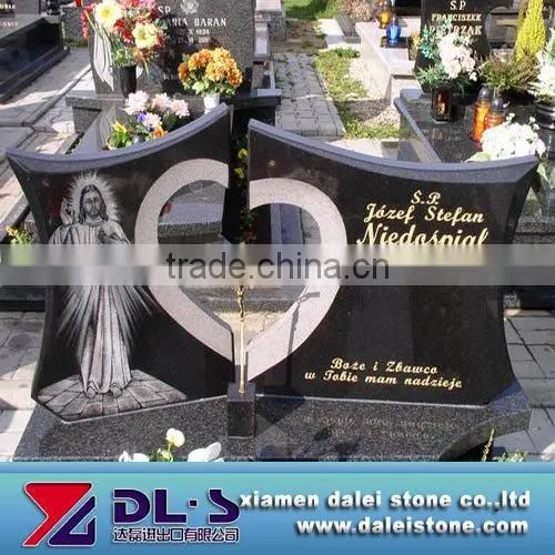 Black stone angel headstones