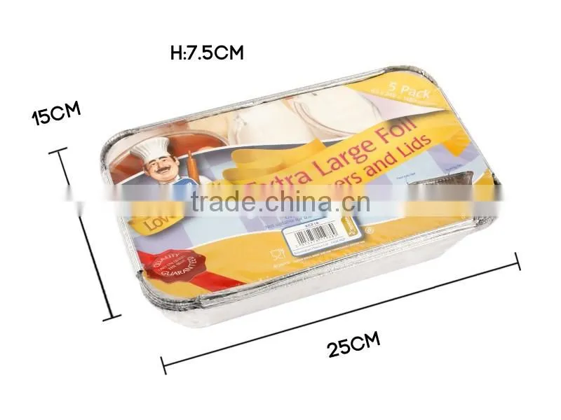 Extra Large Foil Containers with Lids(5 Pack)