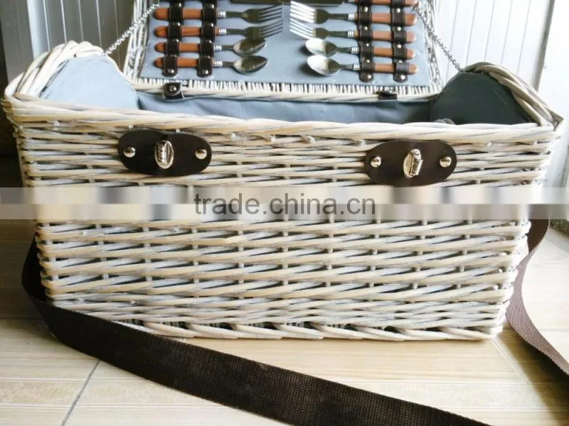 Custom China manufacture export nice quality empty handmade cheap large wicker picnic basket