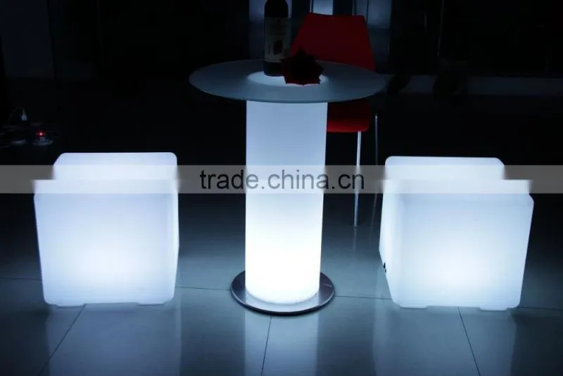 hots sale round glass top center rotating dining table with led light
