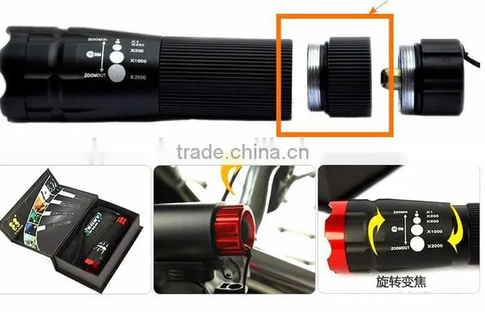 Bicycle dazzle colour rotating zoom Q5 strong light flashlight