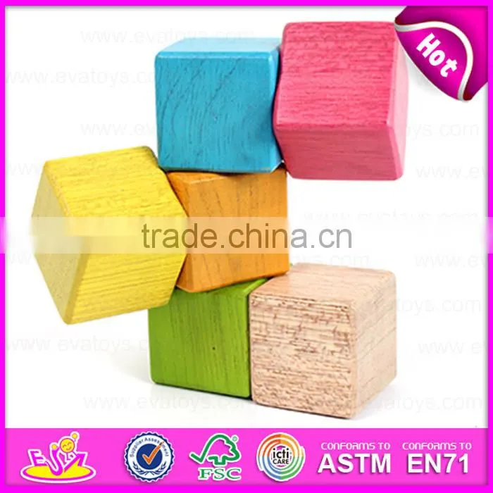New arrival 18PCS DIY wooden puzzle 4D toy,Colorful and Non-toxic wooden diy block toy wholesale W03B047