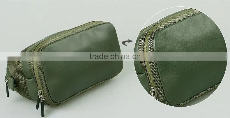 Fashion PU+polyester folding men toiletry bag for travel