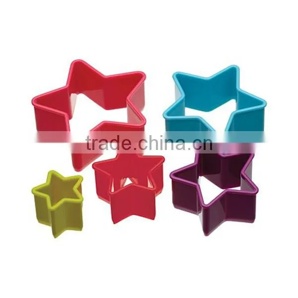 CC-6882 5-Pieces Colourful Plastic star shaped cookie cutter