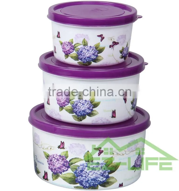 BPA free microwave safe round food grade plastic refrigerator crisper for food and vegetable