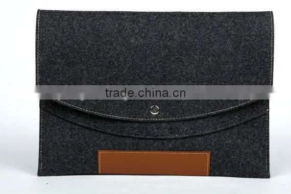 Wool Felt Custom Made Felt Case Sleeve Cover Bag With Strap for Macbook (TM-FT014)
