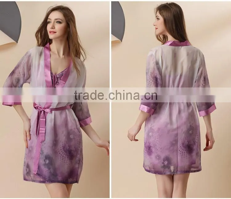 2015 wholesale good quality Soft pajamas Fashion Chiffon Pajamas silky pajamas