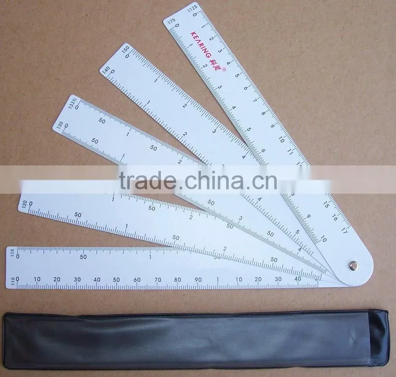Kearing Fan-Shape Metal Scale Ruler Including 5 Pieces Strainght Rulers For Engineer#8500-5