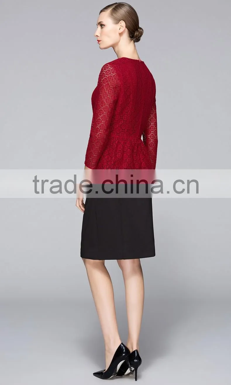 Spring-Summer Season Ladies Three-Quarter Length Sleeve Round Collar Waisted Casual Shirt