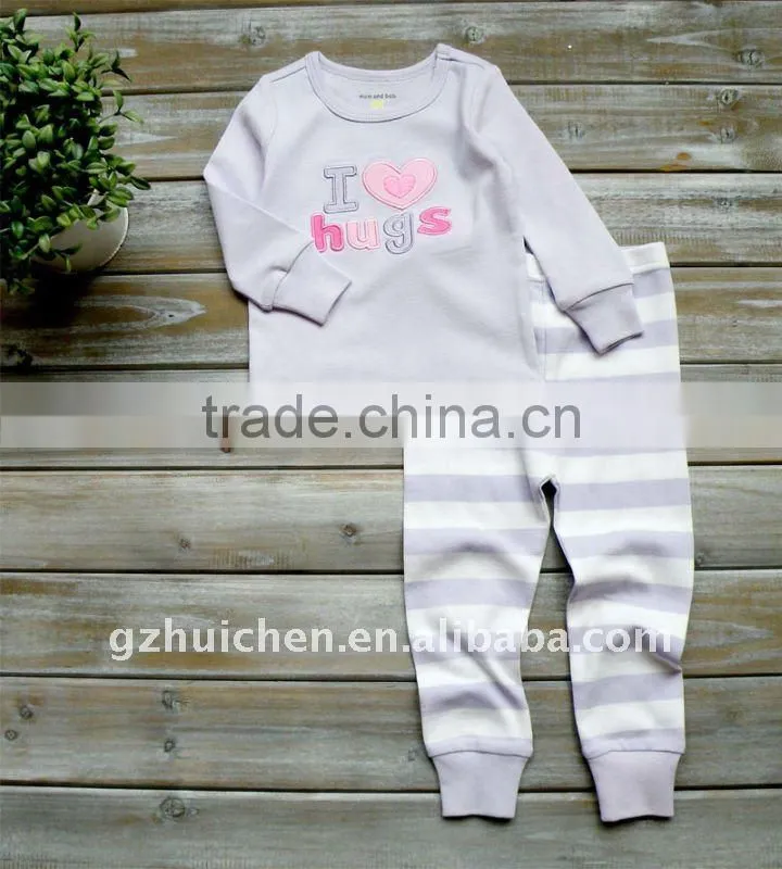 2011 autumn baby clothes set 100% cotton embroider baby pajama