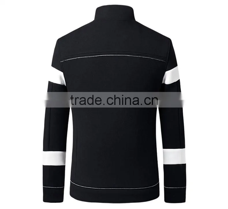 color block fleece men's jacket full zipper up bomber jacket for man