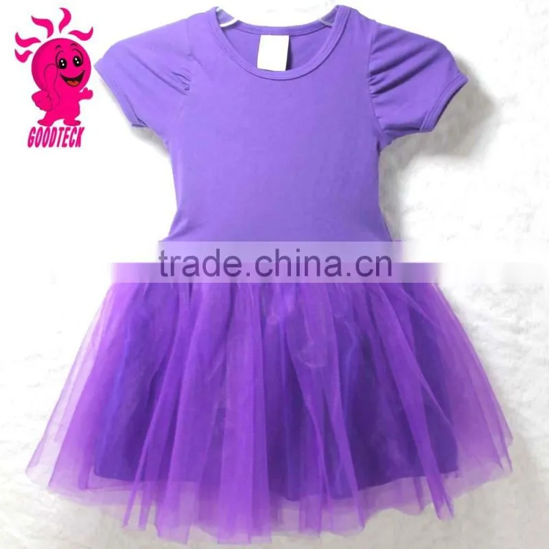 2016 New Girl's Summer Short Sleeve O-Neck Tutu Dress Tulle Tutu Dress Birthday Dress