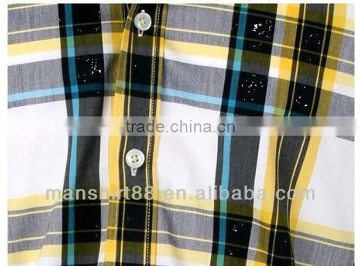men slim fit basic short sleeve plaid casual shirt
