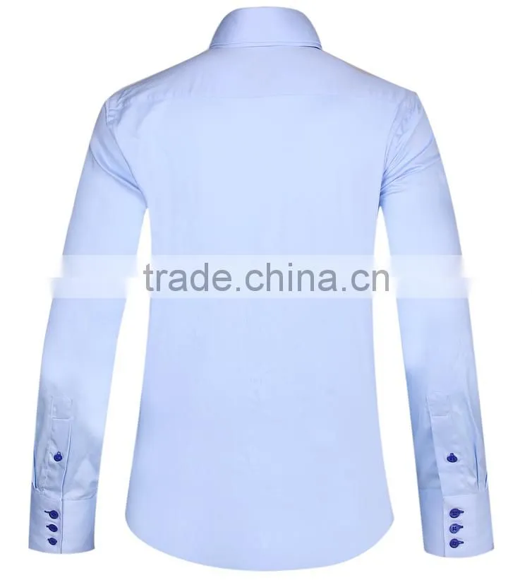 2017 new men's dress shirt with high double button-down collar