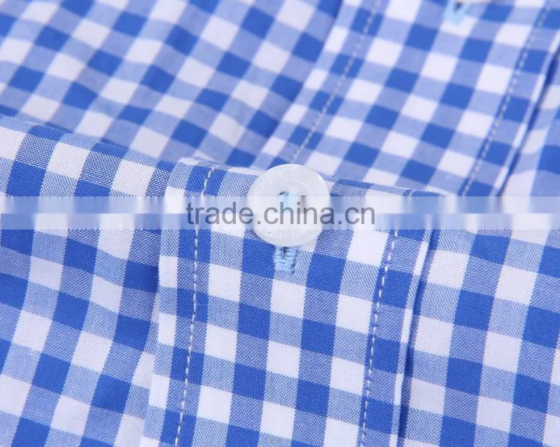 small checks men's long sleeve button-down casual shirt