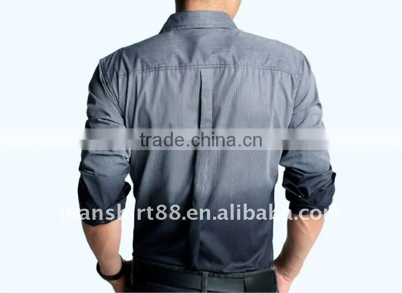 2016 latest omber stripes 100% cotton slim fit casual shirt for men