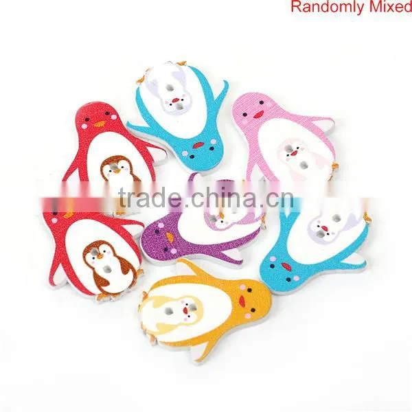 2 Holes Penguin At Random Wood Sewing Buttons Scrapbooking