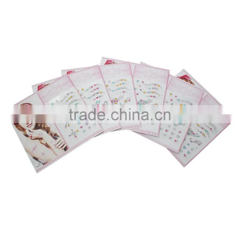 New Arrival Glitter Acrylic Rhinestones Temporary Tattoos Stickers