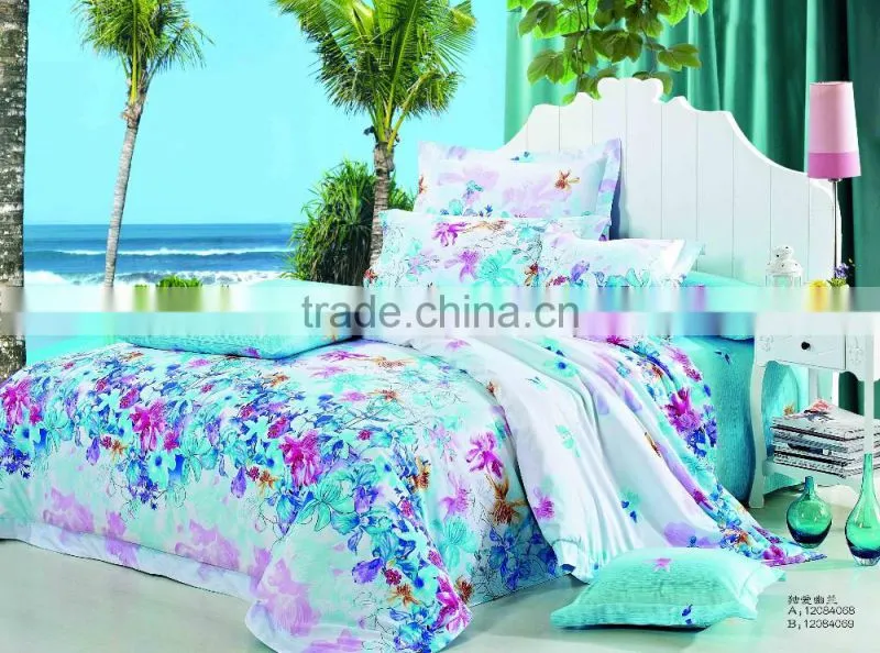 China supplier cotton rubik's cube feather printed bedding set