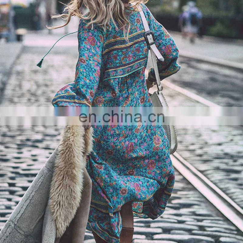 2018 hot sale bohemia style woman maxi lady dress